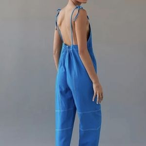 Urban Outfitters Blue Harley Linen Jumpsuit Overalls M